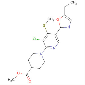 898228-72-3  4-Piperidinecarboxylic acid,1-[3-chloro-5-(5-ethyl-2-oxazolyl)-4-(methylthio)-2-pyridinyl]-, methylester