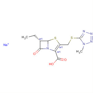 89825-67-2  4-Thia-1-azabicyclo[3.2.0]hept-2-ene-2-carboxylic acid,6-ethyl-3-[[(1-methyl-1H-tetrazol-5-yl)thio]methyl]-7-oxo-, sodium salt,cis-