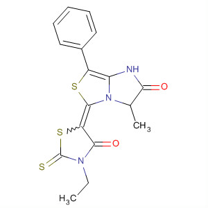 89550-75-4  1H,5H-Imidazo[1,2-c]thiazol-2(3H)-one,5-(3-ethyl-4-oxo-2-thioxo-5-thiazolidinylidene)-3-methyl-7-phenyl-