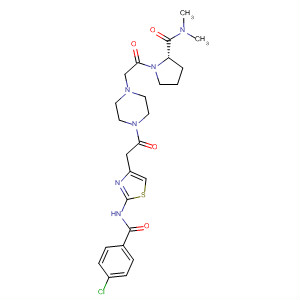 895571-28-5  2-Pyrrolidinecarboxamide,1-[[4-[[2-[(4-chlorobenzoyl)amino]-4-thiazolyl]acetyl]-1-piperazinyl]acetyl]-N,N-dimethyl-, (2S)-