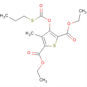 89627-09-8  2,5-Thiophenedicarboxylic acid, 3-methyl-4-[[(propylthio)carbonyl]oxy]-,diethyl ester