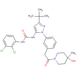 897373-17-0  4-Piperidinol,1-[[3-[5-[[[(2,3-dichlorophenyl)amino]carbonyl]amino]-3-(1,1-dimethylethyl)-1H-pyrazol-1-yl]phenyl]acetyl]-4-methyl-