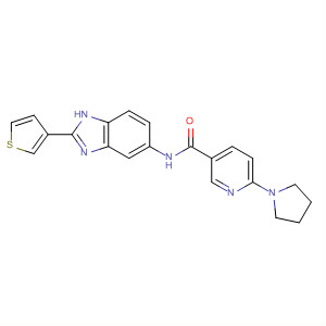 897399-27-8  3-Pyridinecarboxamide,6-(1-pyrrolidinyl)-N-[2-(3-thienyl)-1H-benzimidazol-5-yl]-