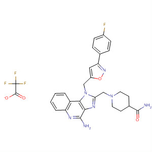 893406-10-5  4-Piperidinecarboxamide,1-[[4-amino-1-[[3-(4-fluorophenyl)-5-isoxazolyl]methyl]-1H-imidazo[4,5-c]quinolin-2-yl]methyl]-, trifluoroacetate