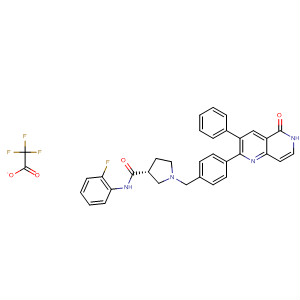 893423-34-2  3-Pyrrolidinecarboxamide,1-[[4-(5,6-dihydro-5-oxo-3-phenyl-1,6-naphthyridin-2-yl)phenyl]methyl]-N-(2-fluorophenyl)-, (3R)-, trifluoroacetate