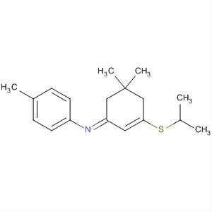 89390-39-6  Benzenamine,N-[5,5-dimethyl-3-[(1-methylethyl)thio]-2-cyclohexen-1-ylidene]-4-methyl-, (E)-