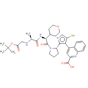 894789-81-2  2-Quinolinecarboxylic acid,4-[2-[(2S)-1-[(2S)-[[(2S)-2-[[(1,1-dimethylethoxy)carbonyl]methylamino]-1-oxopropyl]amino](tetrahydro-2H-pyran-4-yl)acetyl]-2-pyrrolidinyl]-4-thiazolyl]-