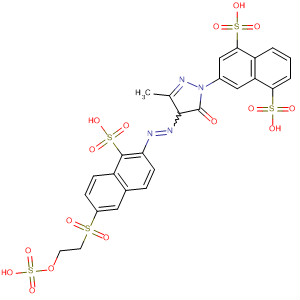 89049-97-8  1,5-Naphthalenedisulfonic acid,3-[4,5-dihydro-3-methyl-5-oxo-4-[[1-sulfo-6-[[2-(sulfooxy)ethyl]sulfonyl]-2-naphthalenyl]azo]-1H-pyrazol-1-yl]-