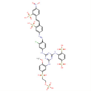 89092-07-9  1,4-Benzenedisulfonic acid,2-[[4-[[3-chloro-4-[[4-[2-(4-nitro-2-sulfophenyl)ethenyl]-3-sulfophenyl]azo]phenyl]amino]-6-[[2-methoxy-5-[[2-(sulfooxy)ethyl]sulfonyl]phenyl]amino]-1,3,5-triazin-2-yl]amino]-