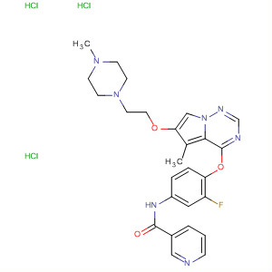 888716-95-8  3-Pyridinecarboxamide,N-[3-fluoro-4-[[5-methyl-6-[2-(4-methyl-1-piperazinyl)ethoxy]pyrrolo[2,1-f][1,2,4]triazin-4-yl]oxy]phenyl]-, trihydrochloride