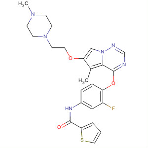 888717-60-0  2-Thiophenecarboxamide,N-[3-fluoro-4-[[5-methyl-6-[2-(4-methyl-1-piperazinyl)ethoxy]pyrrolo[2,1-f][1,2,4]triazin-4-yl]oxy]phenyl]-