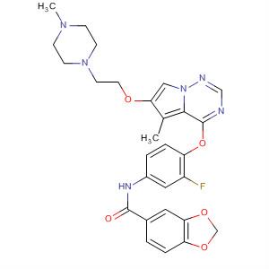 888717-62-2  1,3-Benzodioxole-5-carboxamide,N-[3-fluoro-4-[[5-methyl-6-[2-(4-methyl-1-piperazinyl)ethoxy]pyrrolo[2,1-f][1,2,4]triazin-4-yl]oxy]phenyl]-