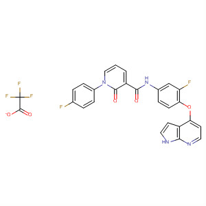 888719-04-8  3-Pyridinecarboxamide,1-(4-fluorophenyl)-N-[3-fluoro-4-(1H-pyrrolo[2,3-b]pyridin-4-yloxy)phenyl]-1,2-dihydro-2-oxo-, mono(trifluoroacetate)