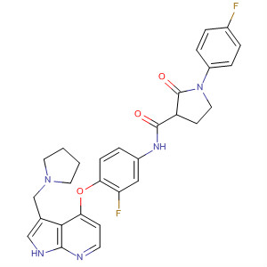 888719-49-1  3-Pyrrolidinecarboxamide,1-(4-fluorophenyl)-N-[3-fluoro-4-[[3-(1-pyrrolidinylmethyl)-1H-pyrrolo[2,3-b]pyridin-4-yl]oxy]phenyl]-2-oxo-