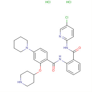 889118-27-8  Benzamide,N-[2-[[(5-chloro-2-pyridinyl)amino]carbonyl]phenyl]-4-(1-piperidinyl)-2-(4-piperidinyloxy)-, dihydrochloride