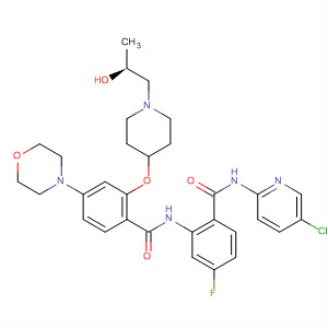 889118-81-4  Benzamide,N-[2-[[(5-chloro-2-pyridinyl)amino]carbonyl]-5-fluorophenyl]-2-[[1-[(2S)-2-hydroxypropyl]-4-piperidinyl]oxy]-4-(4-morpholinyl)-