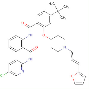 889120-53-0  Benzamide,N-[2-[[(5-chloro-2-pyridinyl)amino]carbonyl]phenyl]-4-(1,1-dimethylethyl)-2-[[1-[3-(2-furanyl)-2-propenyl]-4-piperidinyl]oxy]-