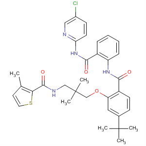 889120-66-5  2-Thiophenecarboxamide,N-[3-[2-[[[2-[[(5-chloro-2-pyridinyl)amino]carbonyl]phenyl]amino]carbonyl]-5-(1,1-dimethylethyl)phenoxy]-2,2-dimethylpropyl]-3-methyl-