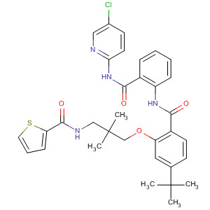 889120-73-4  2-Thiophenecarboxamide,N-[3-[2-[[[2-[[(5-chloro-2-pyridinyl)amino]carbonyl]phenyl]amino]carbonyl]-5-(1,1-dimethylethyl)phenoxy]-2,2-dimethylpropyl]-