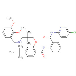 889120-77-8  Benzamide,N-[2-[[(5-chloro-2-pyridinyl)amino]carbonyl]phenyl]-2-[3-[[(2,3-dimethoxyphenyl)methyl]amino]-2,2-dimethylpropoxy]-4-(1,1-dimethylethyl)-