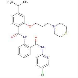 889120-84-7  Benzamide,N-[2-[[(5-chloro-2-pyridinyl)amino]carbonyl]phenyl]-4-(1-methylethyl)-2-[3-(4-thiomorpholinyl)propoxy]-