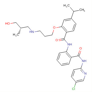 889121-88-4  Benzamide,N-[2-[[(5-chloro-2-pyridinyl)amino]carbonyl]phenyl]-2-[3-[[(2S)-3-hydroxy-2-methylpropyl]amino]propoxy]-4-(1-methylethyl)-
