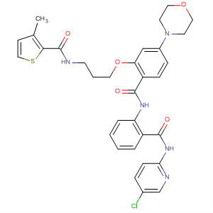 889123-68-6  2-Thiophenecarboxamide,N-[3-[2-[[[2-[[(5-chloro-2-pyridinyl)amino]carbonyl]phenyl]amino]carbonyl]-5-(4-morpholinyl)phenoxy]propyl]-3-methyl-
