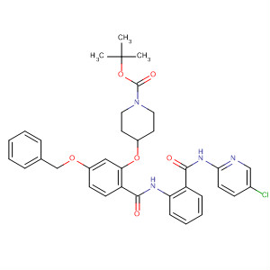 889124-75-8  1-Piperidinecarboxylic acid,4-[2-[[[2-[[(5-chloro-2-pyridinyl)amino]carbonyl]phenyl]amino]carbonyl]-5-(phenylmethoxy)phenoxy]-, 1,1-dimethylethyl ester