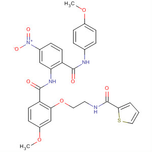 889125-58-0  2-Thiophenecarboxamide,N-[2-[5-methoxy-2-[[[2-[[(4-methoxyphenyl)amino]carbonyl]-5-nitrophenyl]amino]carbonyl]phenoxy]ethyl]-