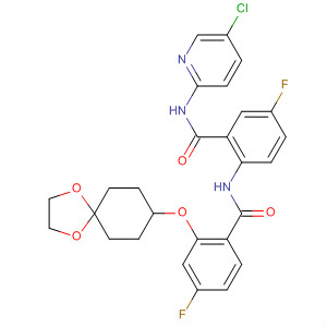 889125-72-8  Benzamide,N-[2-[[(5-chloro-2-pyridinyl)amino]carbonyl]-4-fluorophenyl]-2-(1,4-dioxaspiro[4.5]dec-8-yloxy)-4-fluoro-