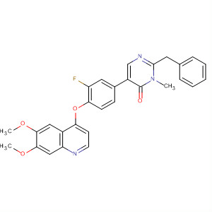 890019-50-8  4(3H)-Pyrimidinone,5-[4-[(6,7-dimethoxy-4-quinolinyl)oxy]-3-fluorophenyl]-3-methyl-2-(phenylmethyl)-