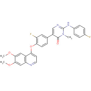 890019-56-4  4(3H)-Pyrimidinone,5-[4-[(6,7-dimethoxy-4-quinolinyl)oxy]-3-fluorophenyl]-2-[(4-fluorophenyl)amino]-3-methyl-