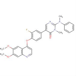 890019-70-2  4(3H)-Pyrimidinone,5-[4-[(6,7-dimethoxy-4-quinolinyl)oxy]-3-fluorophenyl]-3-methyl-2-(methylphenylamino)-