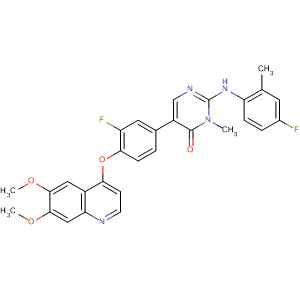 890020-04-9  4(3H)-Pyrimidinone,5-[4-[(6,7-dimethoxy-4-quinolinyl)oxy]-3-fluorophenyl]-2-[(4-fluoro-2-methylphenyl)amino]-3-methyl-