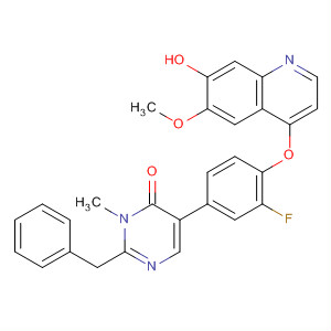 890020-15-2  4(3H)-Pyrimidinone,5-[3-fluoro-4-[(7-hydroxy-6-methoxy-4-quinolinyl)oxy]phenyl]-3-methyl-2-(phenylmethyl)-