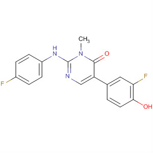 890021-32-6  4(3H)-Pyrimidinone,5-(3-fluoro-4-hydroxyphenyl)-2-[(4-fluorophenyl)amino]-3-methyl-