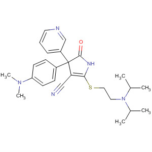 88709-69-7  1H-Pyrrole-3-carbonitrile,2-[[2-[bis(1-methylethyl)amino]ethyl]thio]-4-[4-(dimethylamino)phenyl]-4,5-dihydro-5-oxo-4-(3-pyridinyl)-