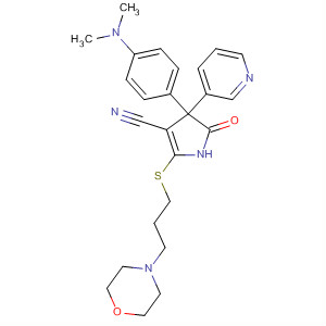 88709-73-3  1H-Pyrrole-3-carbonitrile,4-[4-(dimethylamino)phenyl]-4,5-dihydro-2-[[3-(4-morpholinyl)propyl]thio]-5-oxo-4-(3-pyridinyl)-