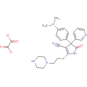 88709-76-6  1H-Pyrrole-3-carbonitrile,4-[4-(dimethylamino)phenyl]-4,5-dihydro-5-oxo-2-[[2-(1-piperazinyl)ethyl]thio]-4-(3-pyridinyl)-, ethanedioate