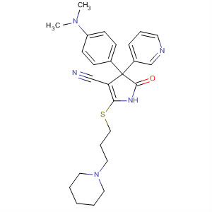 88709-77-7  1H-Pyrrole-3-carbonitrile,4-[4-(dimethylamino)phenyl]-4,5-dihydro-5-oxo-2-[[3-(1-piperidinyl)propyl]thio]-4-(3-pyridinyl)-