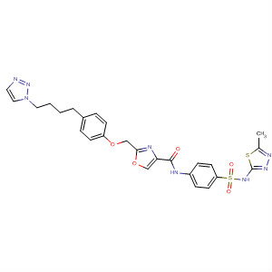887612-44-4  4-Oxazolecarboxamide,N-[4-[[(5-methyl-1,3,4-thiadiazol-2-yl)amino]sulfonyl]phenyl]-2-[[4-[4-(1H-1,2,3-triazol-1-yl)butyl]phenoxy]methyl]-
