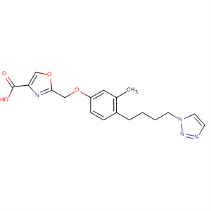 887612-76-2  4-Oxazolecarboxylic acid,2-[[3-methyl-4-[4-(1H-1,2,3-triazol-1-yl)butyl]phenoxy]methyl]-