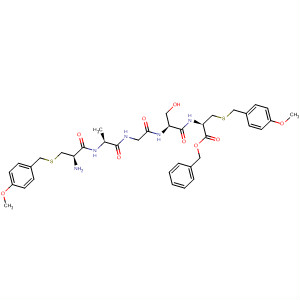 88832-06-8  L-Cysteine,S-[(4-methoxyphenyl)methyl]-N-[N-[N-[N-[S-[(4-methoxyphenyl)methyl]-L-cysteinyl]-L-alanyl]glycyl]L-seryl]-, phenylmethyl ester