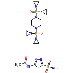 72060-03-8  N-(5-sulfamoyl-1,3,4-thiadiazol-2-yl)acetamide - 1,4-bis[bis(aziridin-1-yl)phosphoryl]piperazine (1: 1)