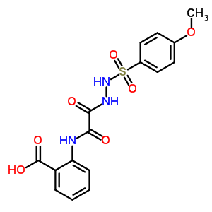 72117-55-6  2-{[{2-[(4-methoxyphenyl)sulfonyl]hydrazino}(oxo)acetyl]amino}benzoic acid