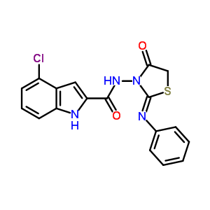 72549-04-3  4-chloro-N-[(2Z)-4-oxo-2-(phenylimino)-1,3-thiazolidin-3-yl]-1H-indole-2-carboxamide