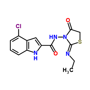 72549-07-6  4-chloro-N-[(2Z)-2-(ethylimino)-4-oxo-1,3-thiazolidin-3-yl]-1H-indole-2-carboxamide
