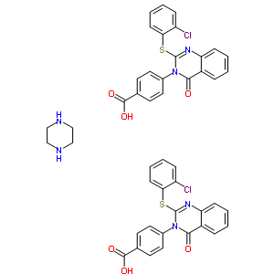 73265-34-6  4-{2-[(2-chlorophenyl)sulfanyl]-4-oxoquinazolin-3(4H)-yl}benzoic acid - piperazine (2:1)