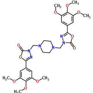 73484-63-6  3,3'-(piperazine-1,4-diyldimethanediyl)bis[5-(3,4,5-trimethoxyphenyl)-1,3,4-oxadiazol-2(3H)-one]