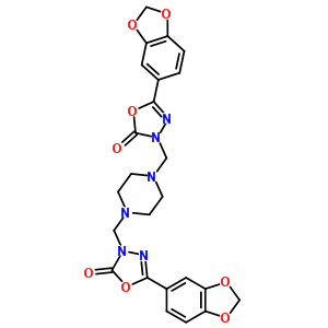 73484-64-7  3,3'-(piperazine-1,4-diyldimethanediyl)bis[5-(1,3-benzodioxol-5-yl)-1,3,4-oxadiazol-2(3H)-one]